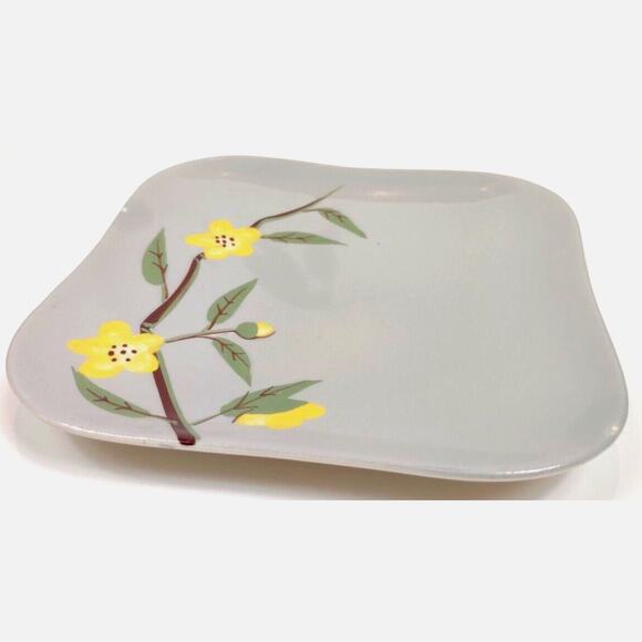 Weil Ware Celadon Decorative Square Plate Blossom Painted Floral 5.5" USA - Picture 2 of 5